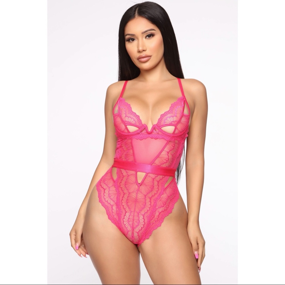 Hot Pink Lace Teddy